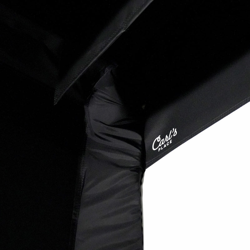 Carl's Place Safety Baffle for Pro Golf Simulator Enclosure Kit corner view.