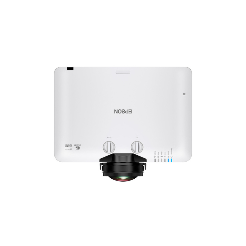 Epson L690SE PowerLite 6000 Lumen WUXGA Short Throw 3LCD Laser Projector with 4k Enhancement top view.