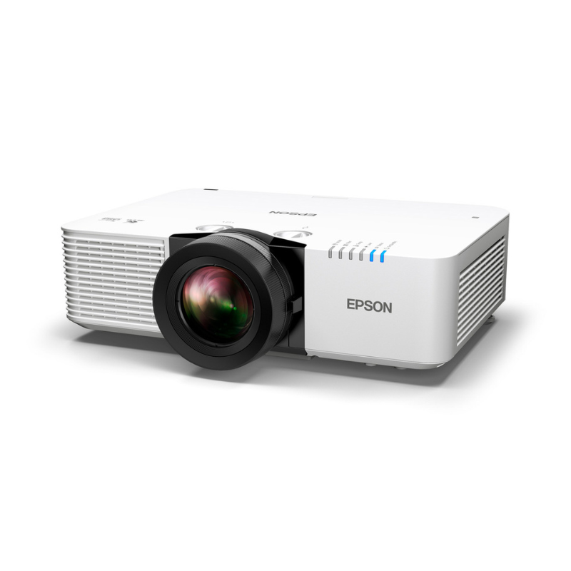Epson L690SU Powerlite 6200-Lumen WUXGA Short Throw 3LCD Laser Projector right angle view.