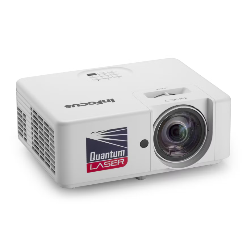 InFocus IN1026ST Nemesis II 4000-Lumen WXGA Short-Throw DLP Laser Projector front right angle view.