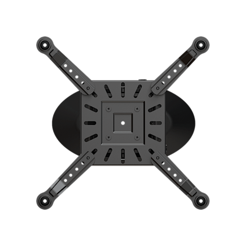 Projector Ceiling Mount with Extension Bar and JR3 Universal Adapter with bottom view of mounting bracket and black frame.