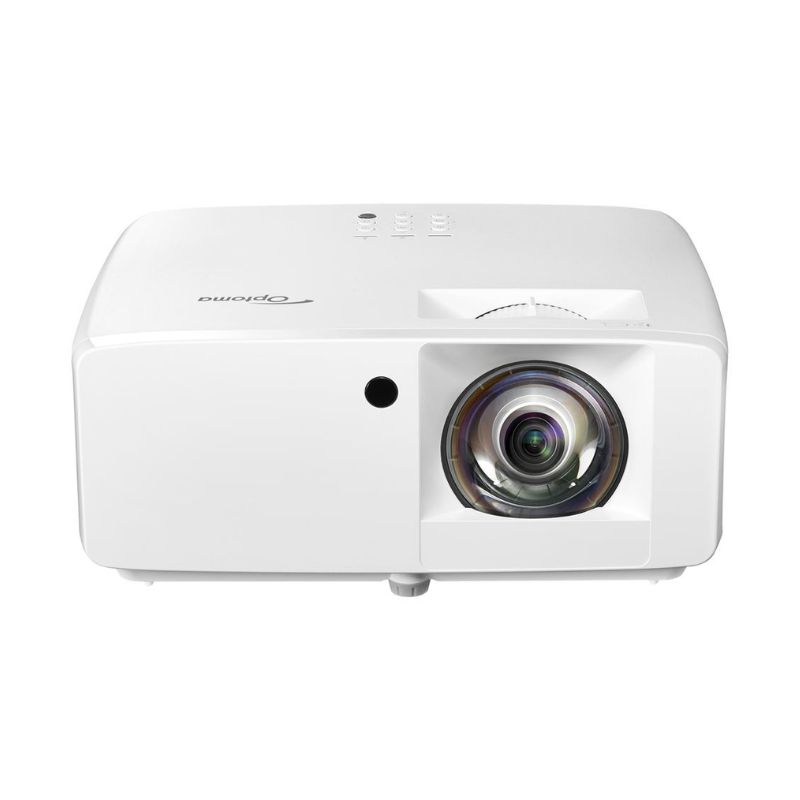 Optoma GT2000HDR 3500 Lumens 1080P Short Throw Golf Simulator Projector slight overhead view.