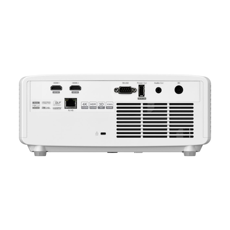 Optoma ZH450ST 4200 Lumens 1080p Short Throw Golf Simulator Projector rear port view.
