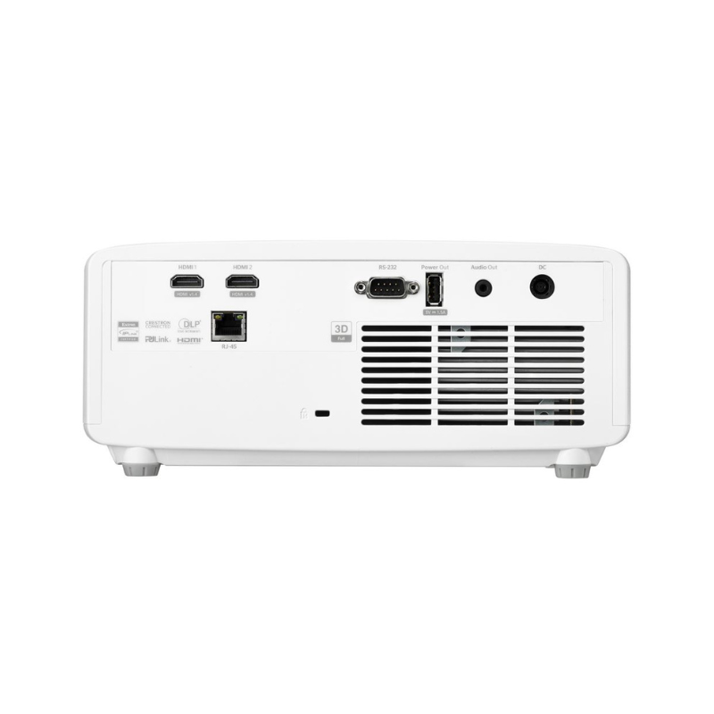 Optoma ZW350ST WXGA 3600 Lumens Short Throw Golf Simulator Projector rear ports view.