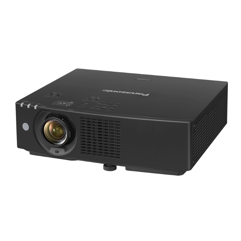 Panasonic PT-VMZ62BU7 6500-Lumen WUXGA Normal Throw Golf Simulator Projector slight overhead view.