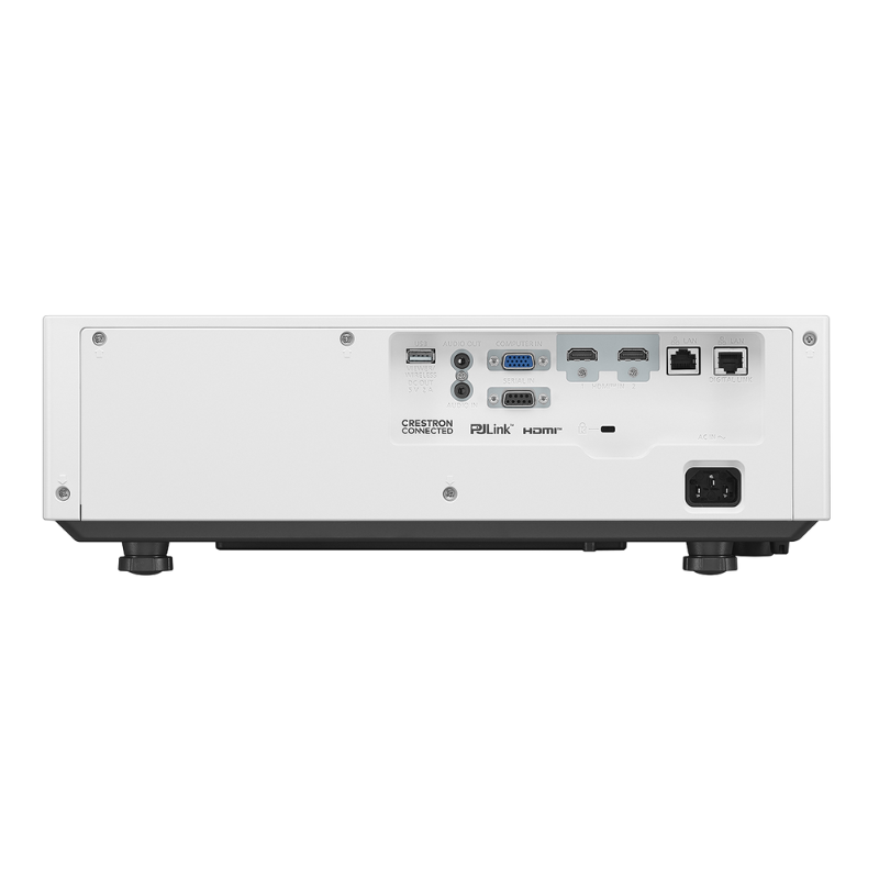 Panasonic PT-VMZ62U7 6500-Lumen WUXGA Normal Throw Golf Simulator Projector rear view.