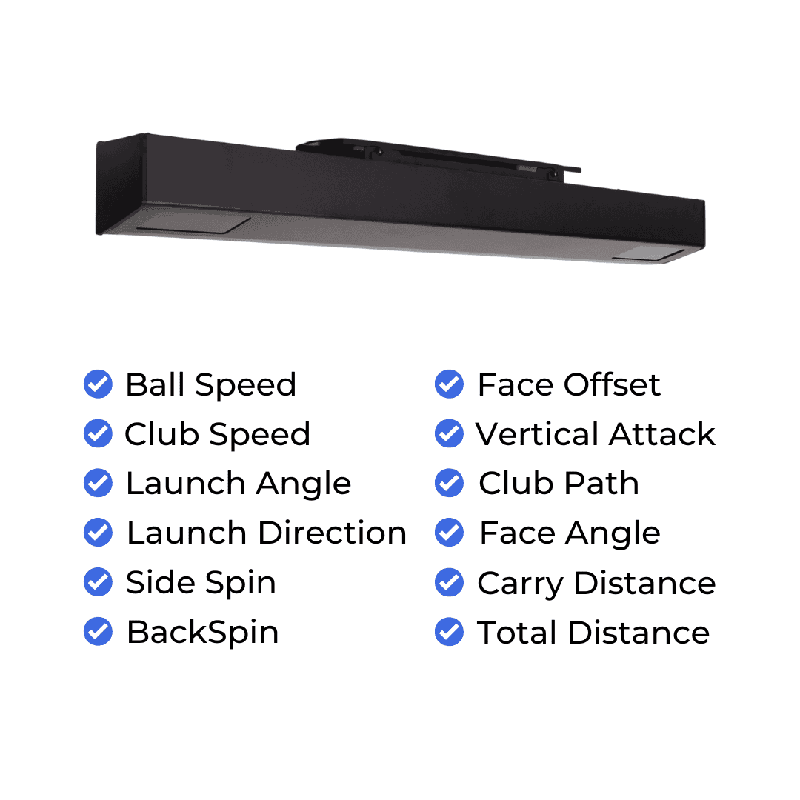 Red Stakes Golf Pro Golf Launch Monitor Launch Monitor with features listed.