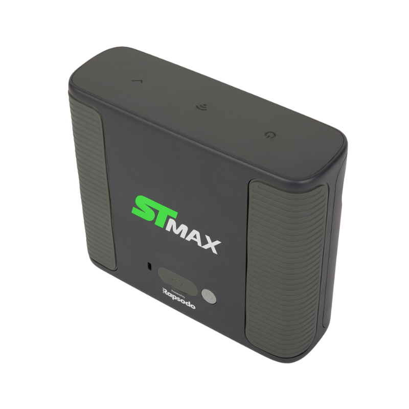 SkyTrak ST MAX Launch Monitor left angled overhead view.