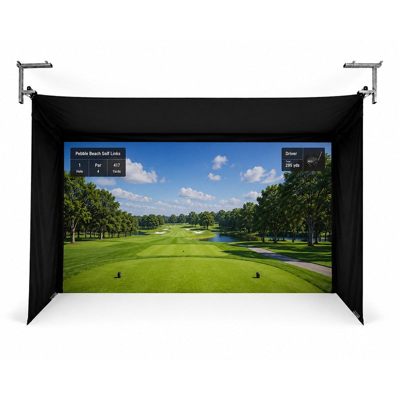 The SportsScreen Vanish Series Golf Simulator Enclosure Vanish 16H projection render view.
